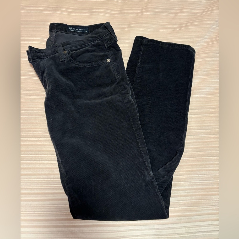 AG Adriano Goldschmied Dark Gray Straight Leg Corduroy Pants, Size 28R